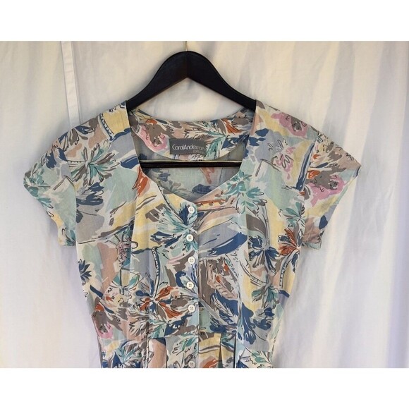 VTG Carol Anderson California Midi Dress Pastel Beach Vacation Button Front - Picture 2 of 11